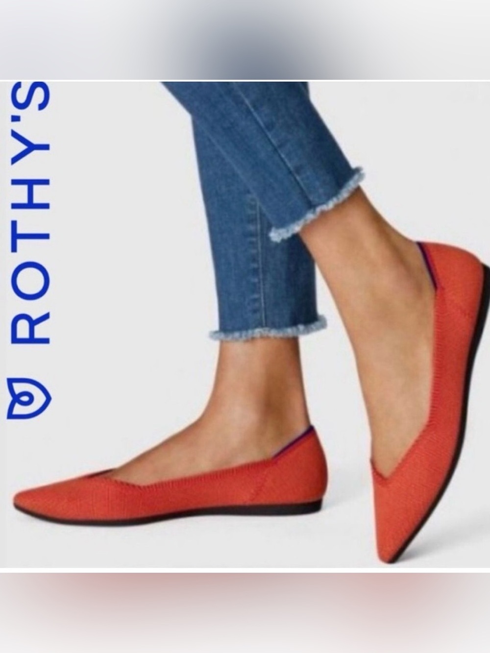 Rothy's Retired Persimmon Spring The Point Flats Orange Size 8 like NEW